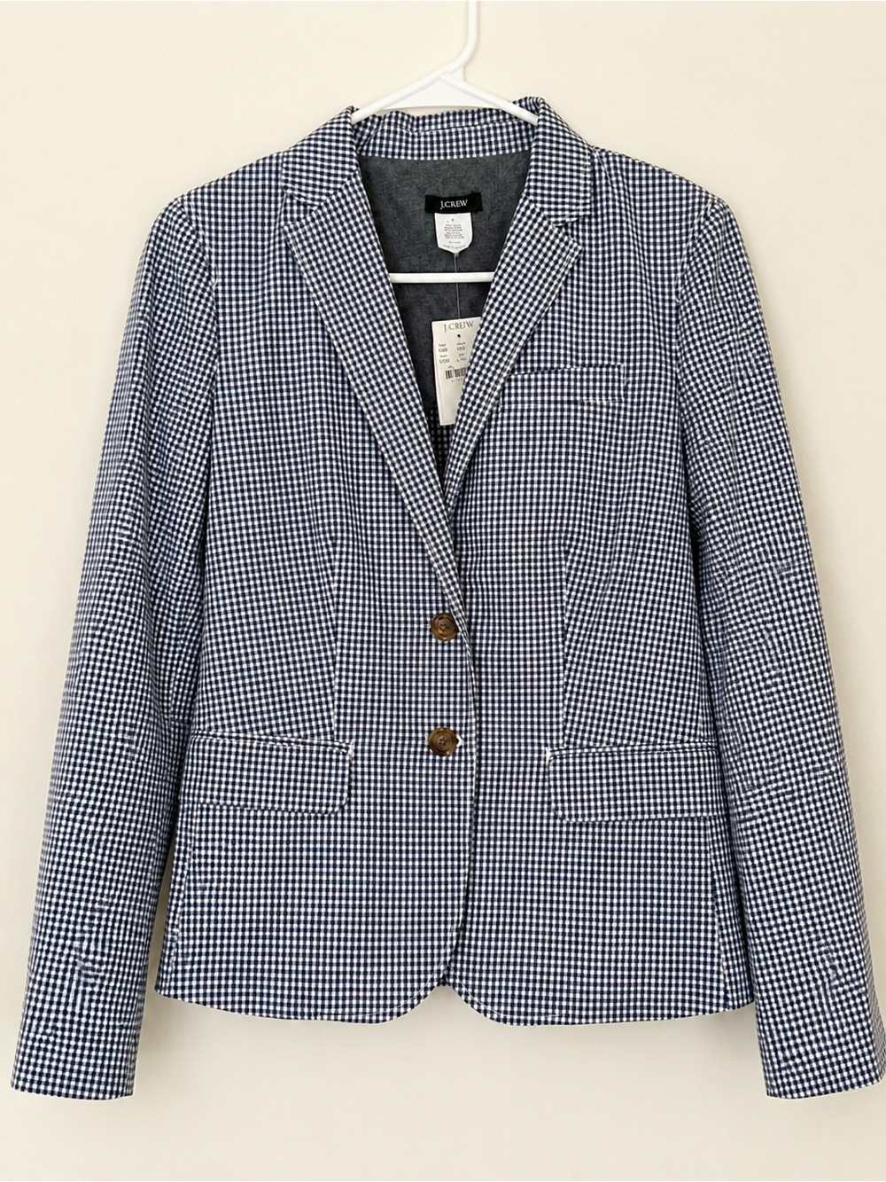 J.Crew Gingham Check Blazer Size 0 NWT
